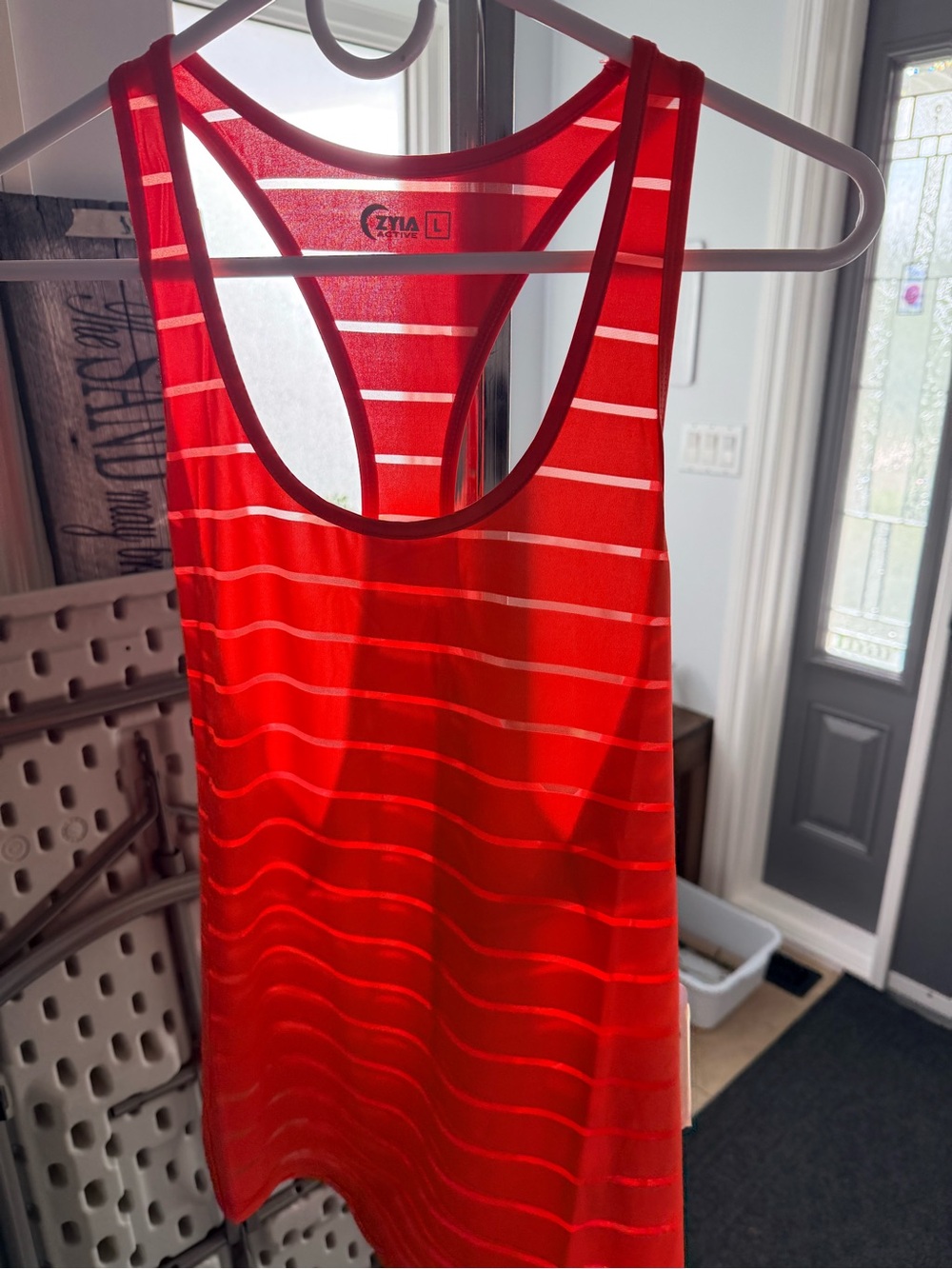 Red Striped Racerback Tank Top